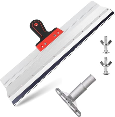 EUBSWA Zahnkanten-Rakel aus Edelstahl, 560mm, Steh-Flächenspachtel für Bodenbeschichtungen, Epoxidharz und Ausgleichsmasse, mit Ergonomischem Griff