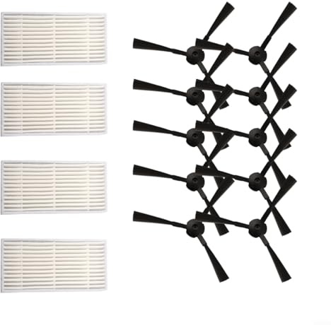 Kit di ricambio per aspirapolvere Ariete Briciola 2711, 2712, 2713, 2717, 10 spazzole laterali e 4 filtri in rete, per una pulizia efficace della casa