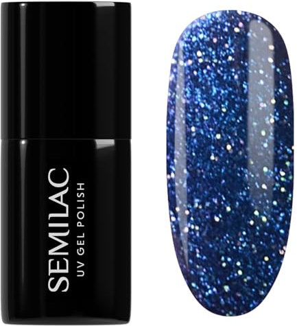 Glitter Gel Nail Polish 953 Mystery Blue - UV/LED Soak-Off Gel Polish 7ml | Blue shade with sparkling pigment, long lasting wear, soak off removal, for a manicure and pedicure at home, easy to apply