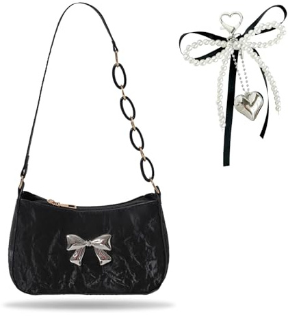 FOSDICK Handtasche Damen Klein, Umhängetasche Damen Elegant, Y2K Schmetterling Kleine Tasche, PU Retro Achsel Tasche, Hobo Bag, Schultertasche Bag, für Frauen Dating Reisen Party Einkaufe