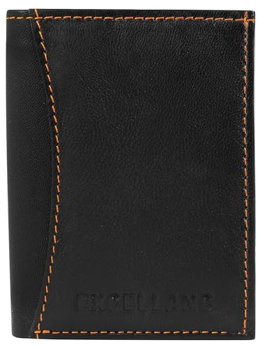 Excellanc Geldbörse für Unisex aus Leder in Schwarz, Geldbeutel mit Klappe in 7,8 x 10,4 x 1,7 cm