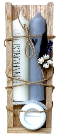 Fräulein Lotti Trauergeschenk * Box 2 Kerzen * Trauergeschenke von Herzen * Trauerkerze * Beerdigung * Andenken an Verstorbene * Trost Geschenk * Erinnerungslicht * Trockenblumen