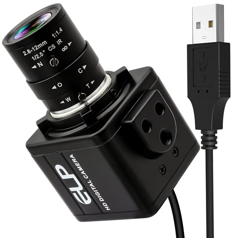 IFWATER 16MP HD USB Kamera, 2,8-12 mm 4X optischer manueller Zoom CS-Mount-Objektiv, hohe Auflösung für Lightburn, OpenCV, Live-Streaming & USB-Mikroskop, Plug & Play für Windows, Linux, Jetson Nano