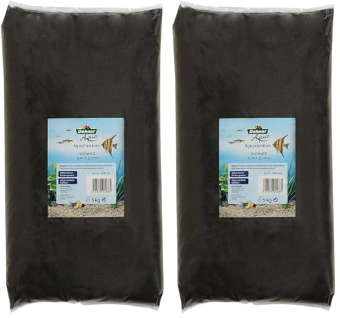 Dehner Aqua Aquariensand | feiner Kies für Aquarien | schwarzer Farbsand | dekorativer Bodengrund | Sand für Süßwasser-Aquarium | Aquarienkies | Zierkies | Körnung 0.4-1.2 mm | abgerundet | 5 kg