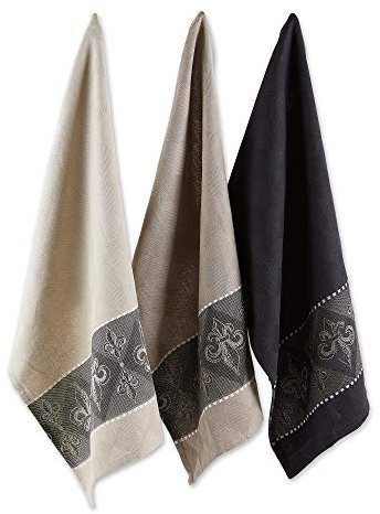DII 100% Baumwolle, maschinenwaschbar, Everyday Kitchen Basic, Ultra saugstark, Jacquard Dekorative Dishtowel 45,7 x 71,1 cm Set von 3 – Fleur de Lis Basic Jacquard Fleur De Lis