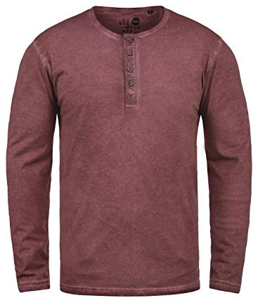 !Solid SDTimur Herren Longsleeve Langarmshirt Shirt mit Grandad-Ausschnitt 100% Baumwolle Regular fit, Größe:M, Farbe:Wine Red (0985)