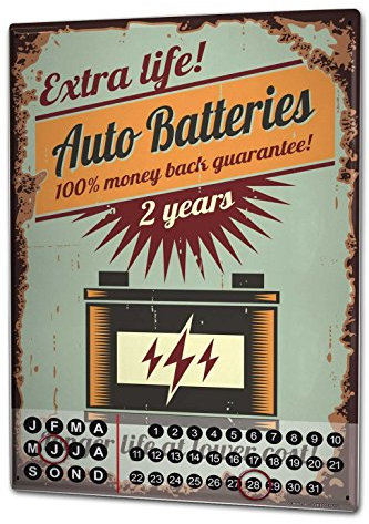 Wandkalender 2019 Jahreskalender Dauerkalender 2020 Kalender 2021 Terminplaner Fotokalender Garage Auto Batterien Metall Magnet Tankstelle