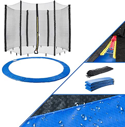 Arebos Trampolin Randabdeckung und Netz | Ersatznetz | Sicherheitsnetz | Gartentrampolin Trampolinnetz | Randabdeckung UV-beständig & wasserabweisend | 305 cm Netz für 6 Stangen