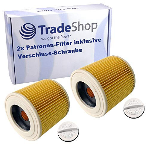 2x Patronen-Filter inkl. Verschlussschraube für Kärcher NT 20/1 Me Classic NT 27/1 ME Adv Professional NT 38/1 Classic NT27/1 SE 4001 SE 4002 VC6000 WD 2 WD 2 Cartridge Filte WD 2 Home WD 2 Premium