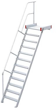 Euroline Podesttreppe 60 Grad, 800 mm Stufenbr., 1 Handl. 1 Geländer - 12 Stufen