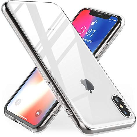 NALIA Hartglas Hülle kompatibel mit iPhone X Xs, Durchsichtiges Hardcase aus 9H Tempered Glass mit Silikon Bumper, Stoßfest & Kratzfest Handyhülle Hard Cover Case Schutzhülle Phone Etui - Transparent