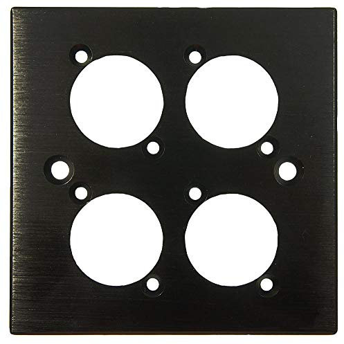 Placa frontal 4X XLR Sg Negro, placa frontal, cuerpo de aluminio, para uso con conectores Cliff Power Entry, número de espacios de módulo 4