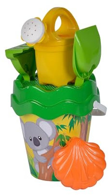 Simba 107114510 - Koala Eimergarnitur, 6 Teile, Eimer, Sieb, Sandform, Schaufel, Rechen, Gießkanne, Höhe 16cm, Durchmesser 17cm, Sandkasten, Sandspielzeug