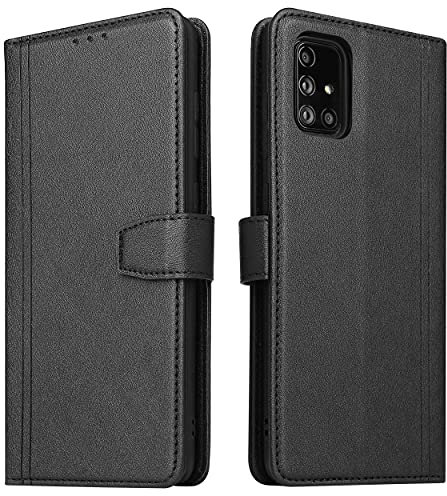 ZRANTU Hülle Samsung A71 Handyhülle mit RFID Schutz, Galaxy A71 Klapphülle Leder Handytasche, Flip Case Kartenfach/Magnetverschluss Brieftasche Lederhülle für Samsung Galaxy A71 (Schwarz)