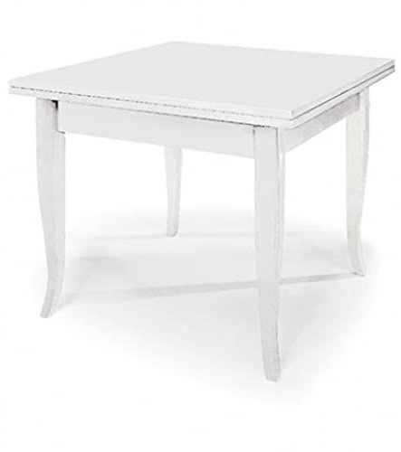 Mar.c.a. Design, Mesa Comedor Extensible, Mesa Comedor Madera, Color Blanco - Mesa Cocina Extensible 90x90x75H, Total 180x90 - Mesa Plegable Estilo Clásico, Mesa Salon y Cocina, Made in Italy