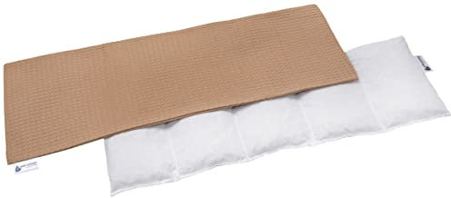 Medi Partners Kirschkernkissen 60x20cm 800g 100% Baumwolle Waffle 5 kammern Körnerkissen groß Öko Natur Wärmekissen Kältetherapie abnehmbarer Bezug (Beige)