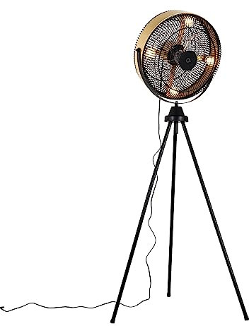 Qazqa - Modern Standventilator-Stativ schwarz mit Gold I Messingenen 4 Lichtern – Kim I Wohnzimmer I Schlafzimmer - Kunststoff Länglich - LED geeignet E14