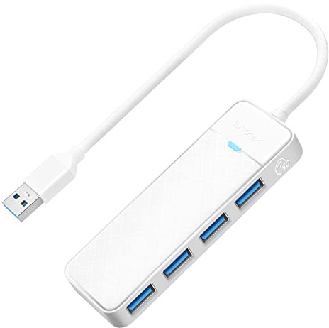 iDsonix USB Hub, 4 Port USB Hub 3.0 Ultra Slim USB Splitter Multi USB Port adapter, USB Extension Hub USB Hub Multiport Adapter USB Extender for Laptop,PC,MacBook,USB Flash Drives, Mobile HDD, White