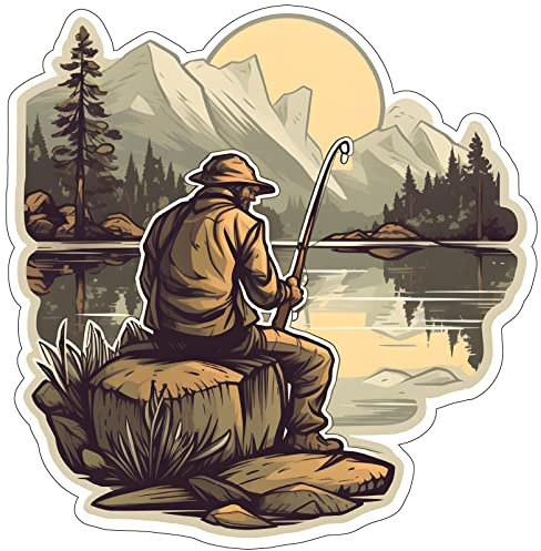Samunshi Angeln bei Sonnenuntergang Aufkleber Autoaufkleber für Motorrad Fahrrad Roller oder Auto Sticker Fahrrad MTB Mountainbike Rennrad Angeln Fischen Fis (10x10cm Angeln bei Sonnenuntergang)