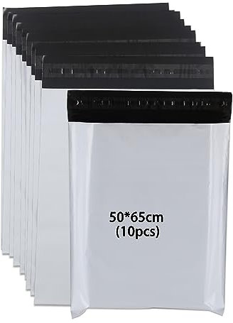 newlng Plastikversandbeutel Versandbeutel Warenbeutel 500mm x 650mm 10Stück Undurchsichtig und Reißfest mit Selbstklebende Streifen Versandtaschen für Waren Textil Logistik Transporttaschen Weiß Groß