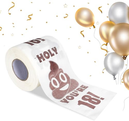 Cadeaux d'Anniversaire Drôles Papier Toilette pour Femmes et Hommes, Papier Toilette Happy Prank, Papier Toilette Happy Birthday Cadeaux Gag pour Amis, Décorations Anniversaire (18e Anniversaire)