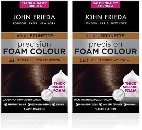 John Frieda Precision Foam Colour 5B, Salon Finish Hair Dye, 100 Percent Grey Coverage, Medium Chocolate Brown, 1 Count (Pack Of 2)