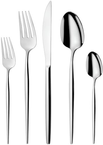 Targzier Besteck Set 6 Personen,30 teiliges Besteck Sets Modernem,Hochwertiges Edelstahl Essbesteck inkl. Messer,Gabeln und Löffel,Hochglanzpoliert Besteckset for Tabelle,Spülmaschinenfest