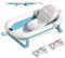 JUPPLIES Bañera Plegable Bebe con Cojin Ergonomico - Bañera Bebe con Patas Plegables Antideslizantes - Bañerita Bebe Portatil y Facil de Guardar - Bañeras para Bebes Banheira (Azul, Con Termómetro)