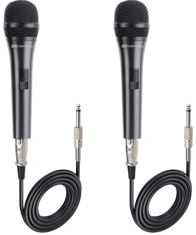 Cable Matters Paquet de 2 Microphone dynamique cardioïde avec câble de 4,5 m, microphone filaire de chant/micro filaire/microphone de machine à chanter Karaoké