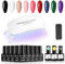 GELFAVOR Kit Vernis Semi Permanent avec UV LED Lampe 14PCS 9 Couleurs Noir Blanc Rouge Vert Violet Vernis Gel Manucure Démarrage Kit