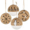 Logbuch-Verlag 4 Weihnachtskugeln Papier Anhänger weiß braun schwarz Hygge-Stil skandinavische Weihnachtsdeko Baumschmuck Ø 7 cm