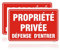 Acuxiaza 2 pièces panneau propriété privée aluminium 30 x 20 cm réfléchissant plaque propriété privée défense d'entrer panneau d'avertissement avec trous pré-percés, protection UV, imperméabe