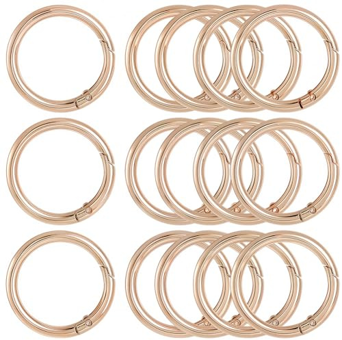 SOFPLATE 1 Box 10 Stück 40mm Goldfarbener Feder O Ring Clip Schlüsselanhänger O Ringe Runder Karabinerhaken Schnappschlüsselring Schnallenhaken Zinklegierung Auslöserfeder O Ringe Für DIY Schlüsselan