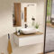BELLOBATH - Mueble Baño Suspendido con Lavabo de Cerámica, Mueble Baño con Lavabo Montado con 1 Cajón, 60 x 27 x 46 cm, Mueble Blanco y Tapa Roble