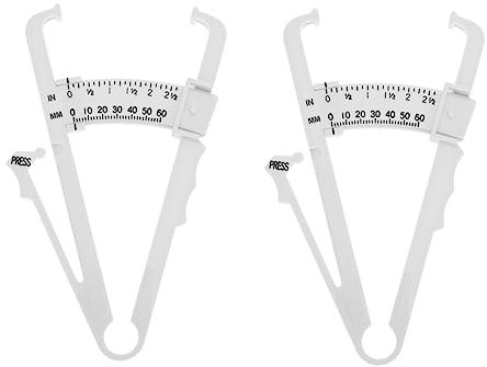 CALLARON Körperfett Messschieber 2 Stück Weiß Präzise Hautfaltenmessung Kompakt Und Leicht Inkl Körperfett Interpretationstabelle Für Bauch Taille Arme Und Beine