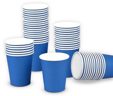 Talking Tables 60 x Blue Disposable Paper Cups for Birthday Party Supplies Wedding Holiday Drinks DIY 250ml