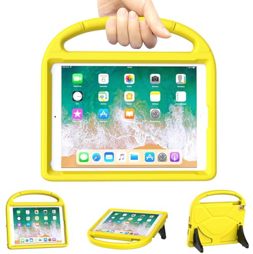 TrendGate Kids Case for iPad 9.7 Inch 2018/2017 iPad 6th/5th Gen - Yellow | Lightweight, Shockproof, Soft, EVA, Kids iPad Cover, Handle, Dual Angle Stand, iPad Air, iPad Air 2, iPad Pro 9.7 Inch Tablet
