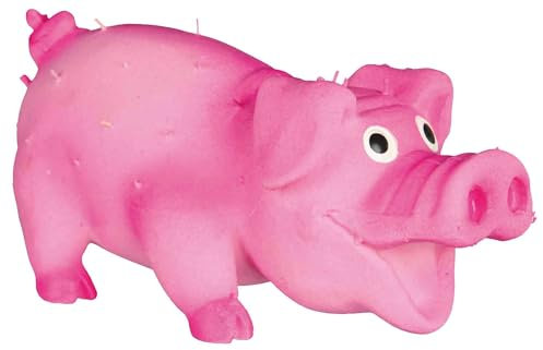 TRIXIE Borstenschwein Hundespielzeug aus Latex, 10 cm, Pink, 35190, Quietscher, Kauspielzeug