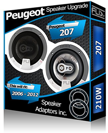 Altoparlanti per portiere anteriori Fli per auto + adattatori da 210 W, per Peugeot 207