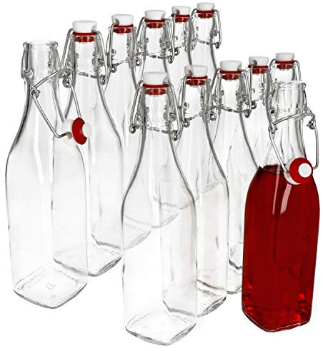Set di 12 Bottiglie di Vetro, Serie Swing, con Chiusura a Leva, 0,50 l