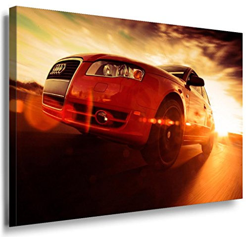 LaraArt Bilder Roter Audi Sonne Leinwandbild / LaraArt Bilder / Leinwand Bild + Mehrfarbig + Kunstdruck a12-1 Wandbild 40 x 30 cm