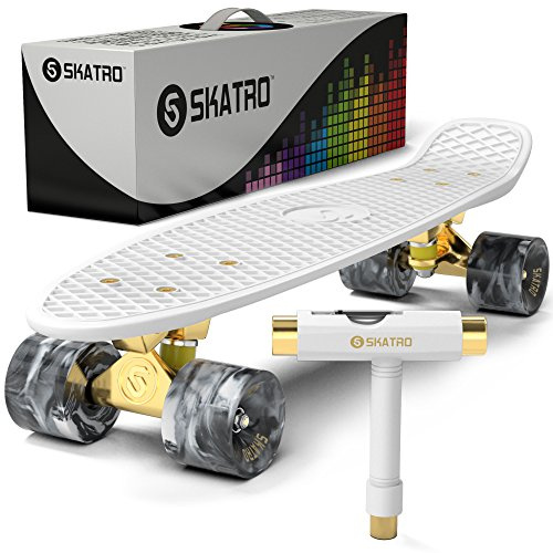 Skatro - Mini-Cruiser-Skateboard. 22 Zoll Kunststoff-Board im Retro-Stil, komplett mit
