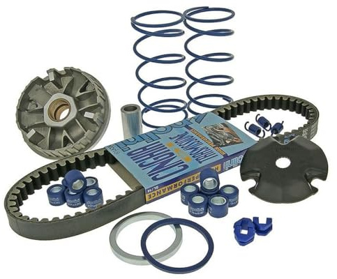 POLINI HI-SPEED ECO KIT 50ccm Variomatik kompatibel mit Yamaha Aerox 50 Cat | Minarelli lang, kompatibel mit Yamaha Axis 50, BWS 12Zoll 50; inkl. Keilriemen, Evo-Slider, 2 Sätze Gewichte 16x13 6,9g/5,6g
