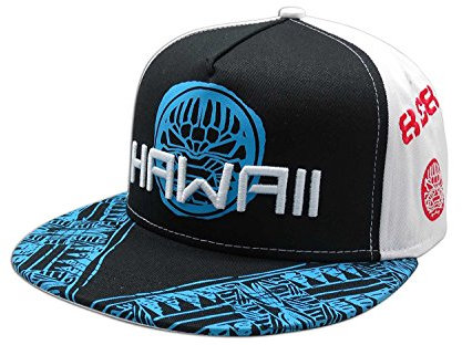 KC Hawaii Hawaii Tribal Tiki Black and White Flat Brim Island Cap