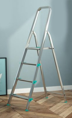 Scala in Alluminio 4 Gradini Made in Italy, Certificata EN131 e GS TUV, Dimensioni: 46 x 153 x 9 cm, Peso Scala: 3,70 kg