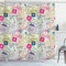 ABAKUHAUS Flugzeug Duschvorhang, Reisepass Briefmarken Städte, mit 12 Ringe Set Stielvoll Modern, 175x200 cm, Eischale und Rosa