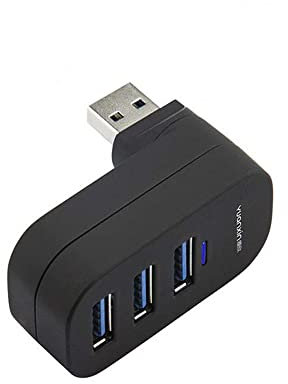 Hipipooo USB 3.0 Hub 90 °/180 ° Grad Drehbar USB Splitter USB auf USB Adapter Hubs für Windows PS3, Xbox, WII, PC, Mac, Laptop, Mac Book, Tablet Tab (Schwarz)