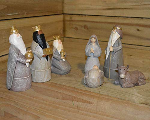 Kaemingk Polyresin Christmas Nativity Set With 7 Figures - Natural Brown