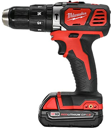 Milwaukee 2607-21CT Tool M18 Lithium-Ion Cordless 1/2-inch Hammer Drill Driver Kit with 1.5Ah Battery, Charger and Hard Case