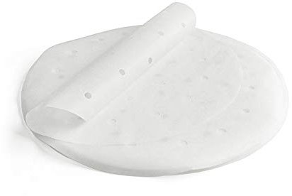 KiKiHong 100 Pcs 8 Perforado Pergamino Redondo Aire Freidora Forros, Bamboo Steamer Papel Liners para Freír el Aire, Cesta de vapo